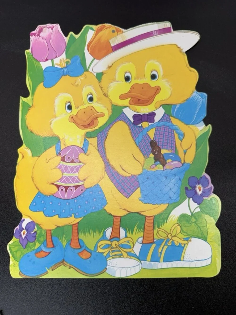 Vintage 3 Easter Spring Bunny Rabbit Chick Die Cut Paper Decorations Cutout